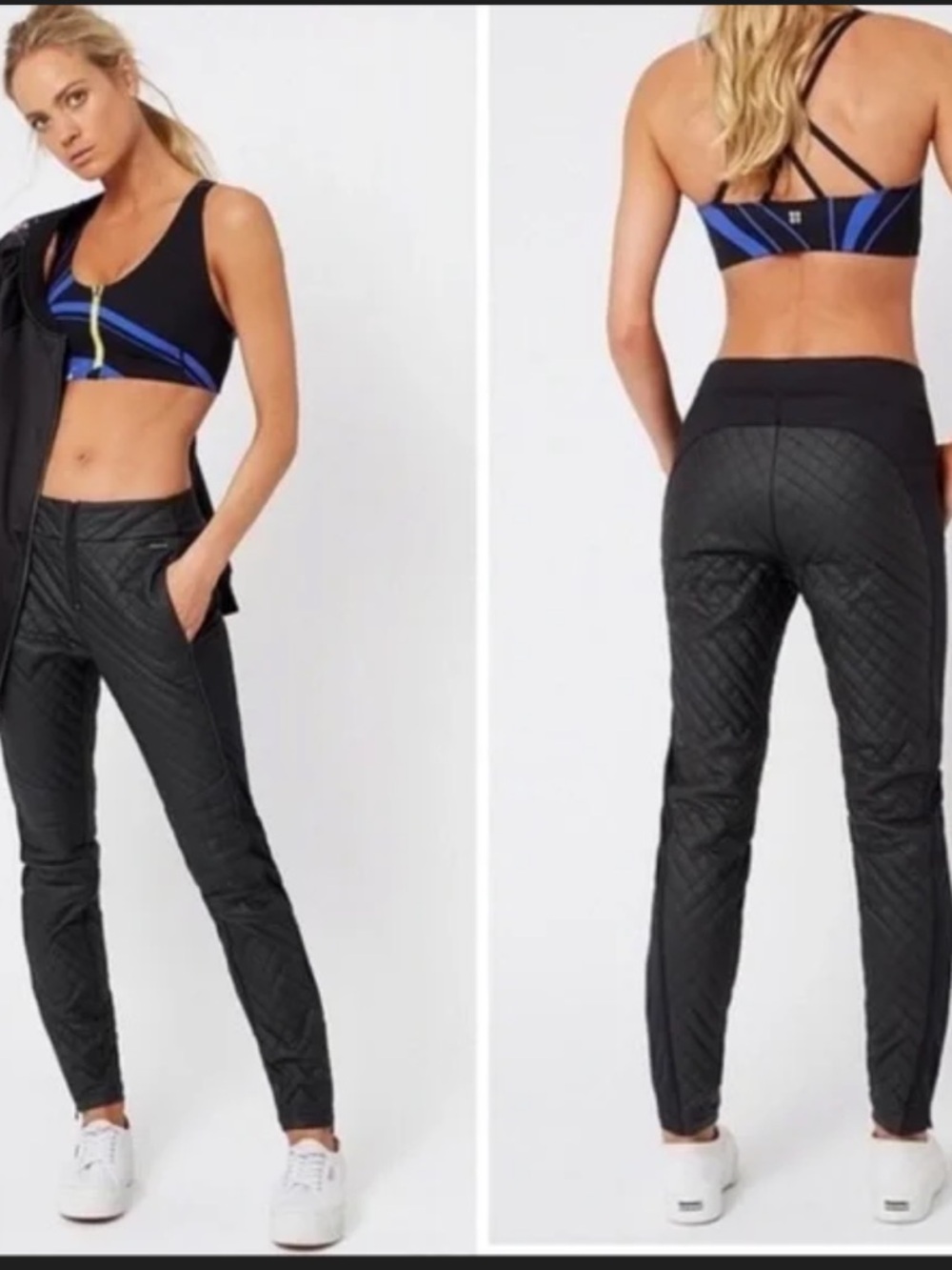 Sweaty Betty Black Arctic Luxe Quilted Joggers Pants Womens Small